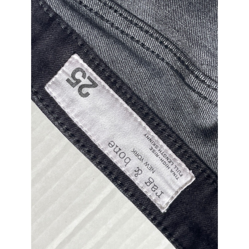 Rag and Bone High Rise Skinny Jeans Black Stretch Denim Size 25‎ - Picture 12 of 13